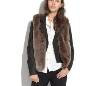 Madewell Faux Fur Vest Brown Sz M